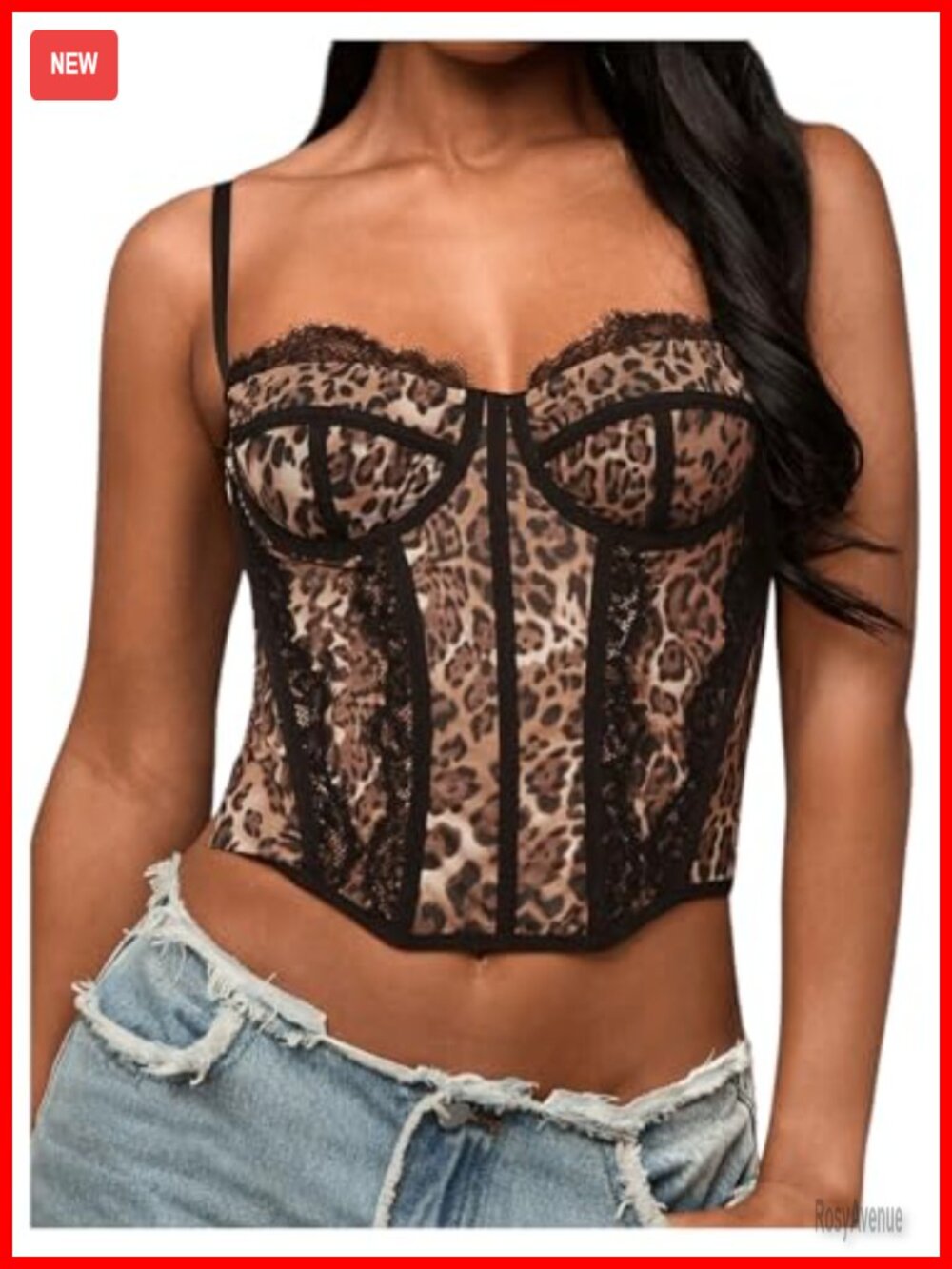 Y2K Cheetah Print Lace Crop Cami Corset Top Sleeveless Backless